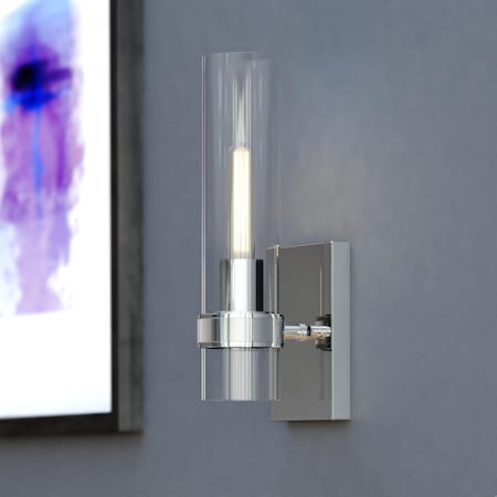 Vaxcel Bari 13-in H Wall Sconce Light Fixture Polished Chrome with Clear Glass W0501