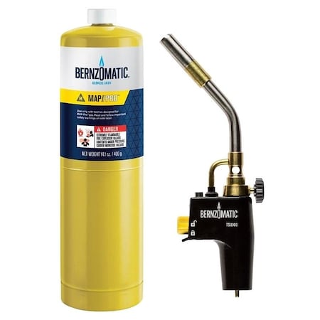 Bernzomatic TS8000BZKC Torch Kit, Propane, Trigger Igniter, 3400 deg F Propane, 3600 deg F MAPP TS8000BZKC/KC8000