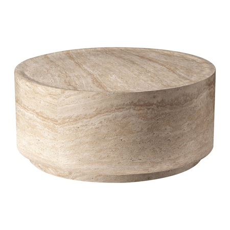 Leisuremod Terra 36 in Round Fiberstone Side Table, Weatherproof, Indoor/Outdoor, Fully Assembled TCT36TR