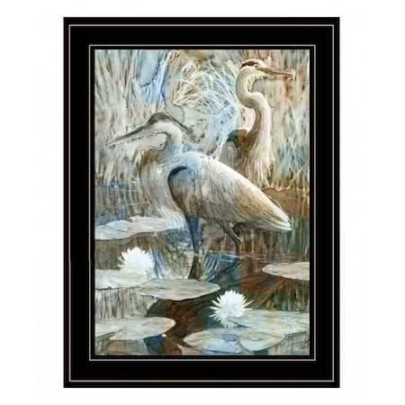 Homeroots Marsh Herons II 2 Black Framed Print Wall Art 407874