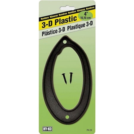 Hy-Ko Number House 0 Plastic 4In Blk PN-29/0
