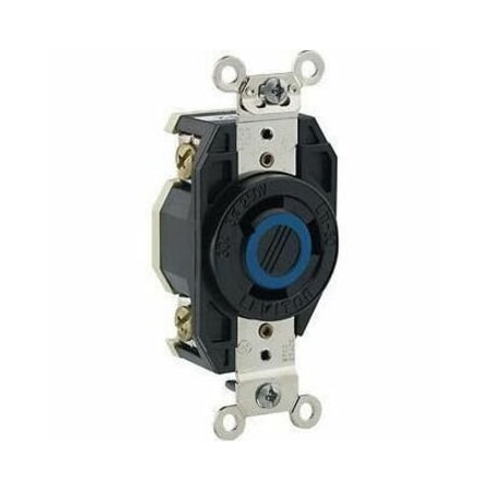 Leviton Flanged Locking Receptacle, L11-30R, 30 A, 250V AC, Three Phase, 3 Pole, Flush Mount, Black 2670