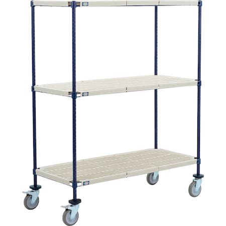 Global Industrial Nexel 3 Shelf Truck, Nexelite, 42"W x 18"D x 60"H, Polyurethane Swivel Casters, 2 Brake B3156829