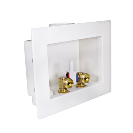 Everflow Washing Machine Outlet Box, Dual Drain, Assembled W/ 1/2'' CPVC Valves, White ABS SB200-C