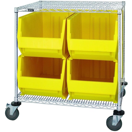 Quantum Storage Systems WIRE CART WITH 4 BIG BINS WRC2-36-3036-976YL