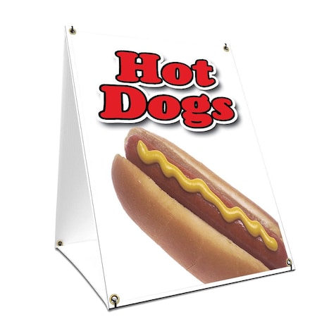 Signmission Hot Dogs 1, 24 Inch x 18 Inch A-frame Yard Sign, Plastic Sign SBC-1824-Hot Dogs 1