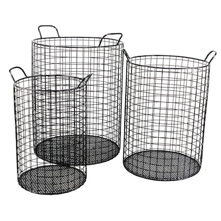 Homeroots Set of Three Black Metal Basket, 3PK 399672