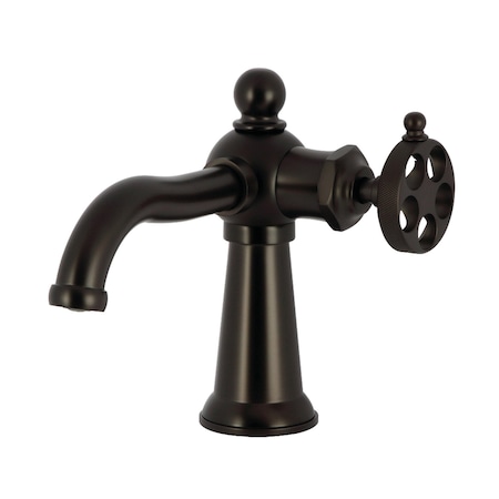 Kingston Brass One-Handle Single-Hole Bathroom Faucet with Knurled Handle and Push Pop-Up Drain, Oil Rubbed Bronze KS3545RKZ