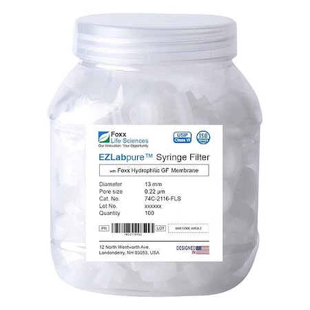 Foxx Life Sciences Syringe Filters, PK100 74C-2116-FLS