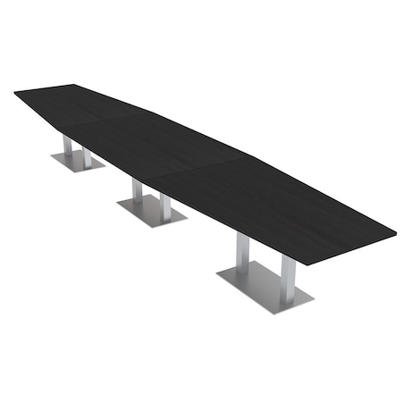 Skutchi Designs Hexagon Conference Table With Power Unit, 48 in W, 216 in L, Black HAR-HEX.IR-48X216-DOU-U999ST19-NA