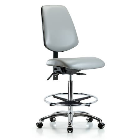 Blue Ridge Ergonomics High Bench Chair No Arms, 26" to 35-1/2" Height, Vinyl, Dove BR-VHBCH-MB-CR-T0-A0-CF-CC-8567