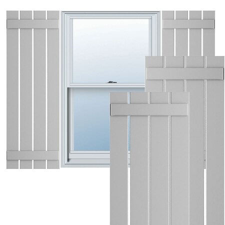 Ekena Millwork True Fit PVC Four Board Spaced Board-n-Batten Shutters, Primed , 23"W x 54"H TFP101SBF23X054PR