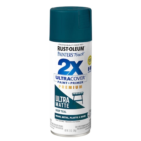Rust-Oleum Spray Paint, Deep Teal, Matte, Solvent, 12 Oz 331185