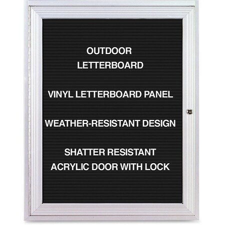 Ghent Enclosed Letter Board - Outdoor - Flannel - Silver Frame - 24" W x 36" H - Black PA13624BX-BK