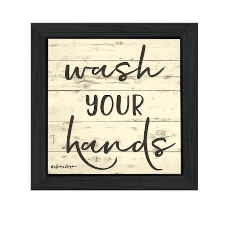 Homeroots Wash Your Hands Black Framed Print Bathroom Wall Art 529637