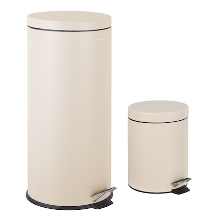 Happimess Oscar 8-Gallon Step-Open Trash Can with FREE Mini Trash Can, Limestone Beige HPM1000E