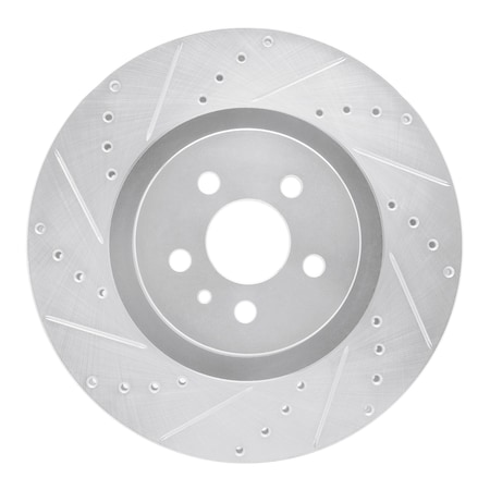 Dynamic Friction Co DFC Brake Rotor - Drilled and Slotted - Silver 631-55006L