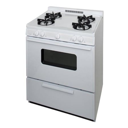 Premier Gas Range, Battery Ignition, 4 Sealed Burners, 30 inW x 37.5 inH x 26 inD, 3.91 cu. ft. Oven, White 805748