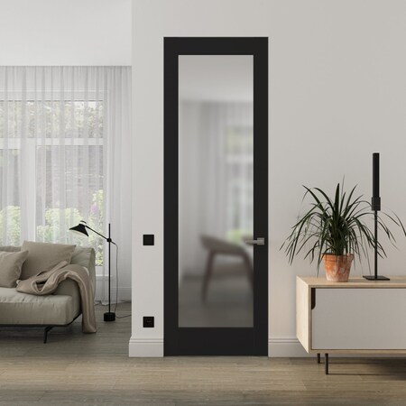 Sartodoors Hidden Door Planum 2102 Black 28x80 Solid Core Modern Interior PLANUM2102MF-BLK-28x80-LH-I