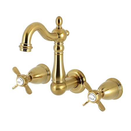 Kingston Brass Double-Handle Wall Mount Bathroom Faucet, Brushed Brass KS1227BEX