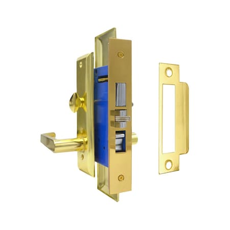 Ecs Hardware Durable Heavy Duty Mortise Lockset w/ Lever US3 Polished Brass, 2-3/4 in Larger Backset, Right Handed ECSH-MLWL234-PB-SC1-RH