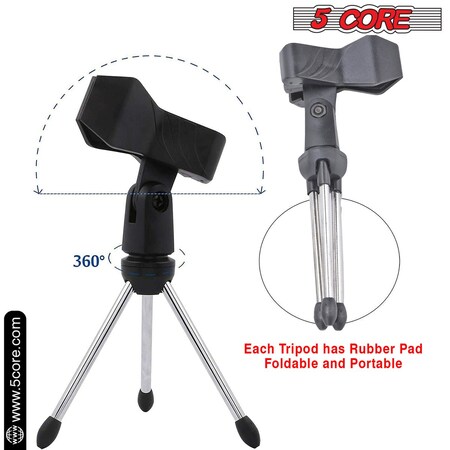 5 Core 5 Core 2 Pieces Premium Mini Microphone Stand Tripod Universal ...