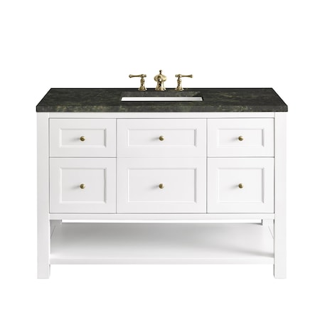 James Martin Vanities Breckenridge 48" Single Vanity, Bright White, w/ 3 CM Phantome Eclos Top 330-V48-BW-3PHT