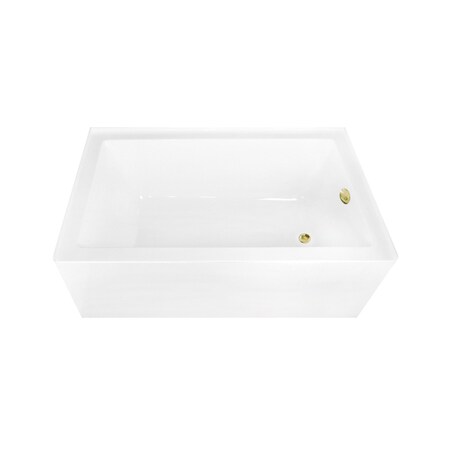 Kingston Brass 60-Inch Acrylic Rectangular 3-Wall Alcove Tub Combo w/ Waste and Overflow Drain, Right Hand Drain CVTAP603622R2
