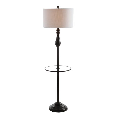 Jonathan Y Laine 60" Metal/Glass LED Side Table and Floor Lamp, Oil Rubbed Bronze JYL3057A