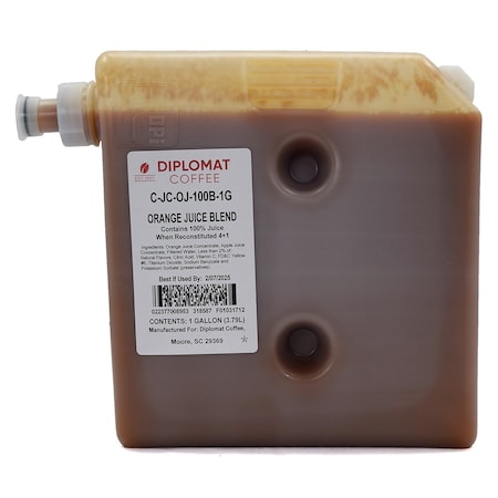 Diplomat Coffee OJ - 100% Orange Juice Blend concentrate BIB 3 x 1 gal cs, 3PK C-JC-OJ-100B-1G