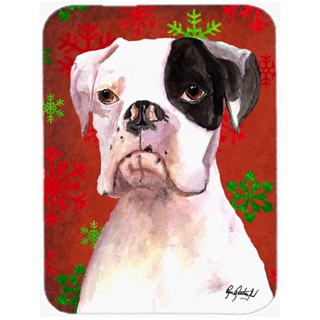 Carolines Treasures Cooper Red Snowflakes Boxer Glass Cutting Board - Large RDR3004LCB