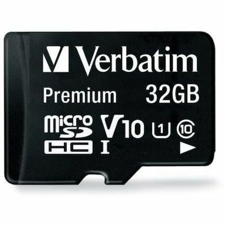 Verbatim Premium microSDHC Memory Card with Adapter, UHS-I V10 U1 Class 10, Up to 90MB/s Read Speed, 32GB 44083