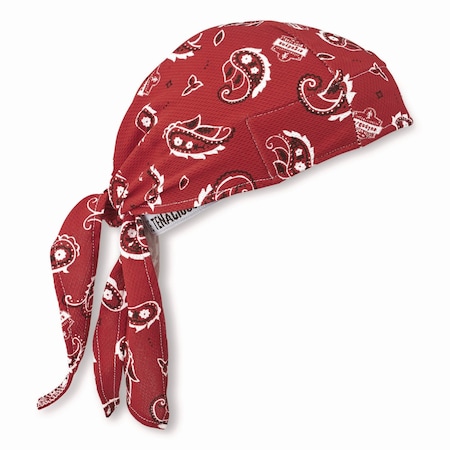 Ergodyne Chill-Its 6615 Bandana Doo Rag with Terry Cloth Sweatband, One Size Fits Most, Red Western 12479