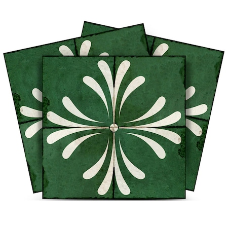 Homeroots 12" x 12" Green Vinyl Arabesque Peel And Stick Removable Tiles 569240