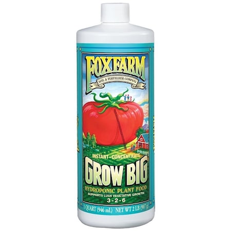 Grow Big 790218 Plant Food, 1 qt, Liquid, 3-2-6 N-P-K Ratio GBHQT