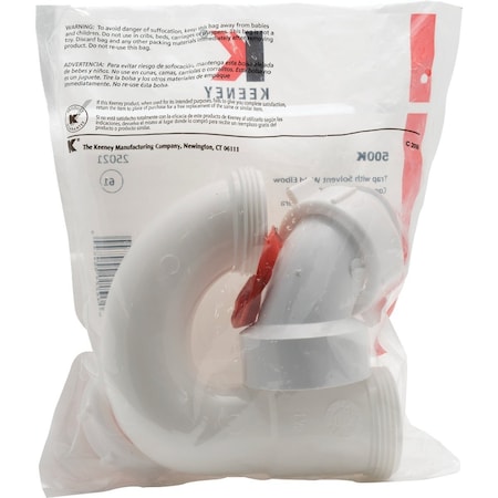 Keeney Mfg 1-1/2'' or 1-1/4'' White Plastic J-Bend Sink Trap with Reducer Washer 500K