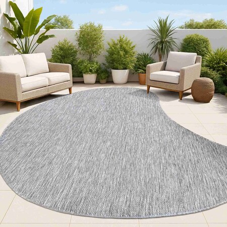 Jonathan Y Evan Modern Rustic Organic Curve Gray 8 ft. x 10 ft. Indoor/Outdoor Shaped Area Rug SHP102D-8