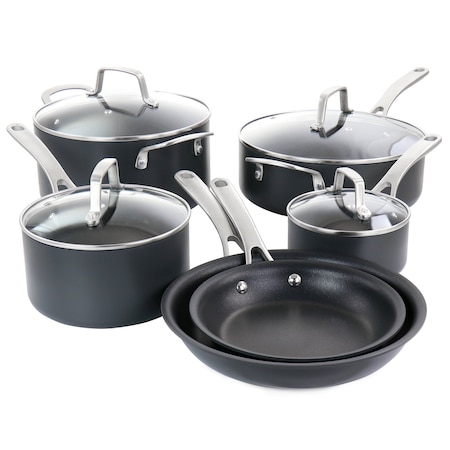 Martha Stewart 10 Piece Nonstick Hard Aluminum Cookware Set in Matte Black 129228.1