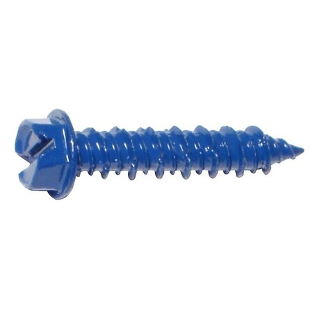 Midwest Fastener Masonry Screw, 1/4" Dia., Hex, 1 1/4 in L, Steel Blue Ruspert M10530