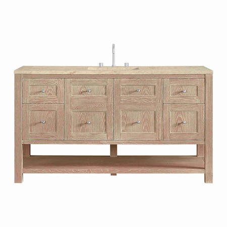 James Martin Vanities Breckenridge 60" Single Vanity, Whitewashed Oak, w/ 3 CM Tajnar Eclos Top 330-V60S-WWO-3TJR