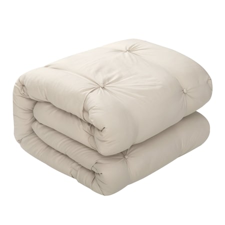 Homeroots Beige Twin Polyester 140 Thread Count Washable Down Comforter Set 528910