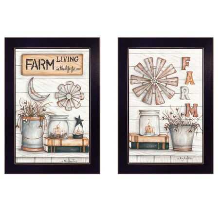 Homeroots Set Of Two Farm Living 1 Black Framed Print Wall Art, 2PK 405973