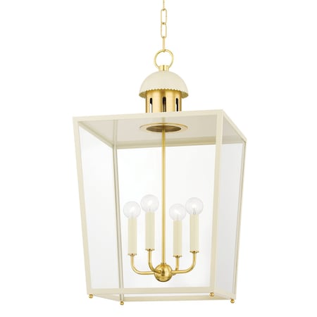 Mitzi June 4 Light Lantern 16 In. Aged Brass/Cream H737704L-AGB/SCR