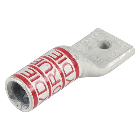 Zoro Select One-Hole Compression Lug, 3/0 AWG Max, 1/4 in Stud, Short Barrel, Aluminum, Ruby 29YK74