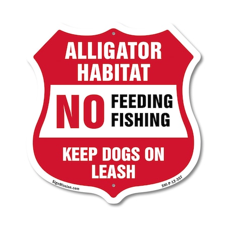 Signmission Alligator Warning Shield Sign Alligator, 12 Inch X 12 Inch, Plastic Sign SHI-P-12-357