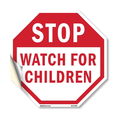 Signmission Stop Watch For Children, 18 Inch X 18 Inch, Vinyl Decal OC-D-18-36