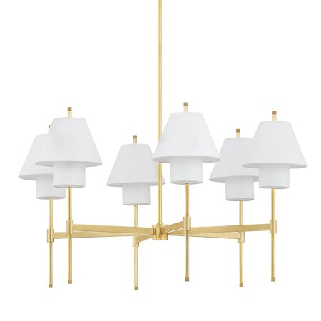 Hudson Valley Lighting Pembrooke & Ives X Glenmoore 6 Light Chandelier 34.75 In. Aged Brass PI1899806-AGB