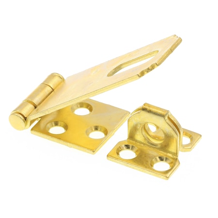 Prime-Line Door and Gate, Safety Hasp Hinge Latch with Fixed Staple 2-1/2 inch with Screws, Brass Plated U 117056