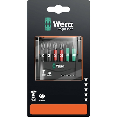 Wera Bit-Check 6 Impaktor 1 SB, 6 pieces 5073890001