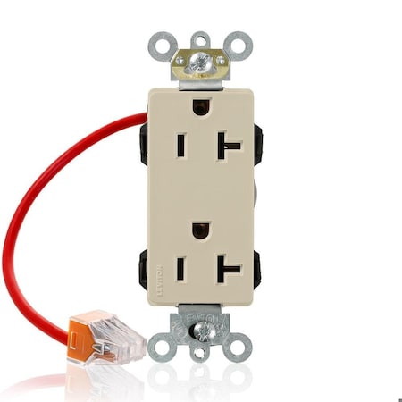 Leviton Straight Blade Receptacle, 5-20R, 20 A, 125V AC, Flush Mount, Self-Grounded M1636-SCI